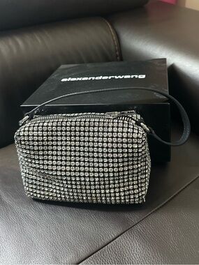 Alexander Wang Women Medium Heiress Crystal Rhinestone Mesh Pouch